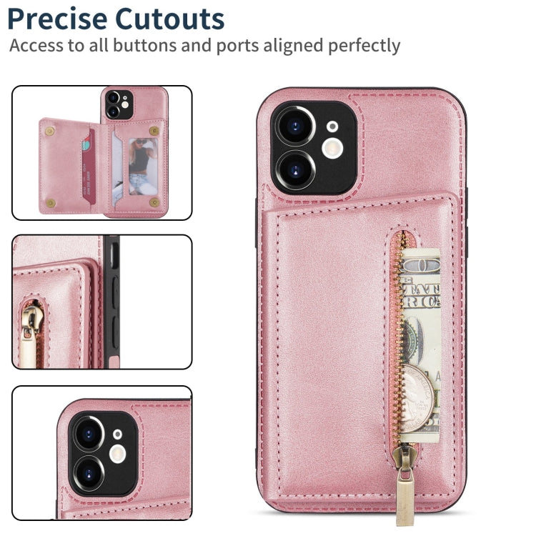 For iPhone 12 Zipper Card Holder Phone Case