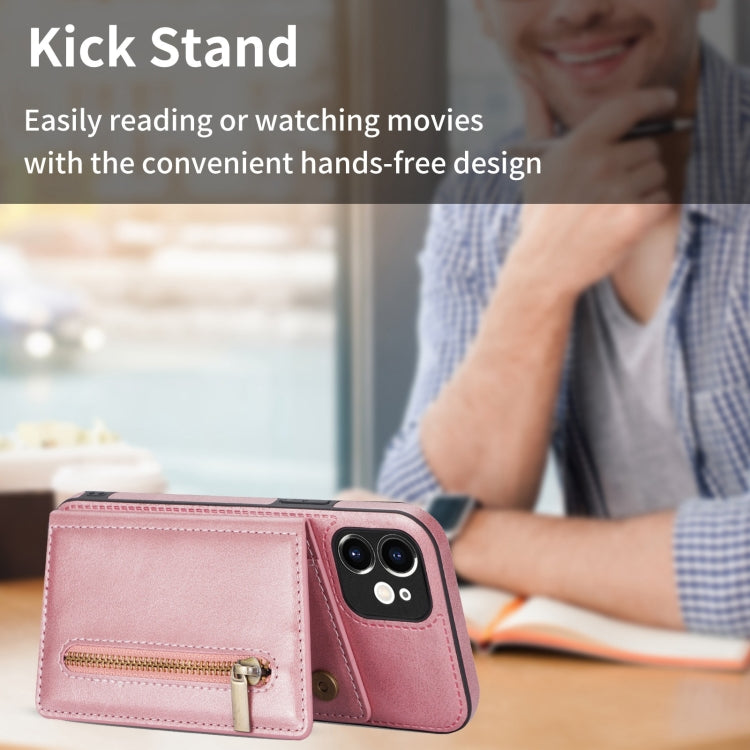 For iPhone 12 Zipper Card Holder Phone Case