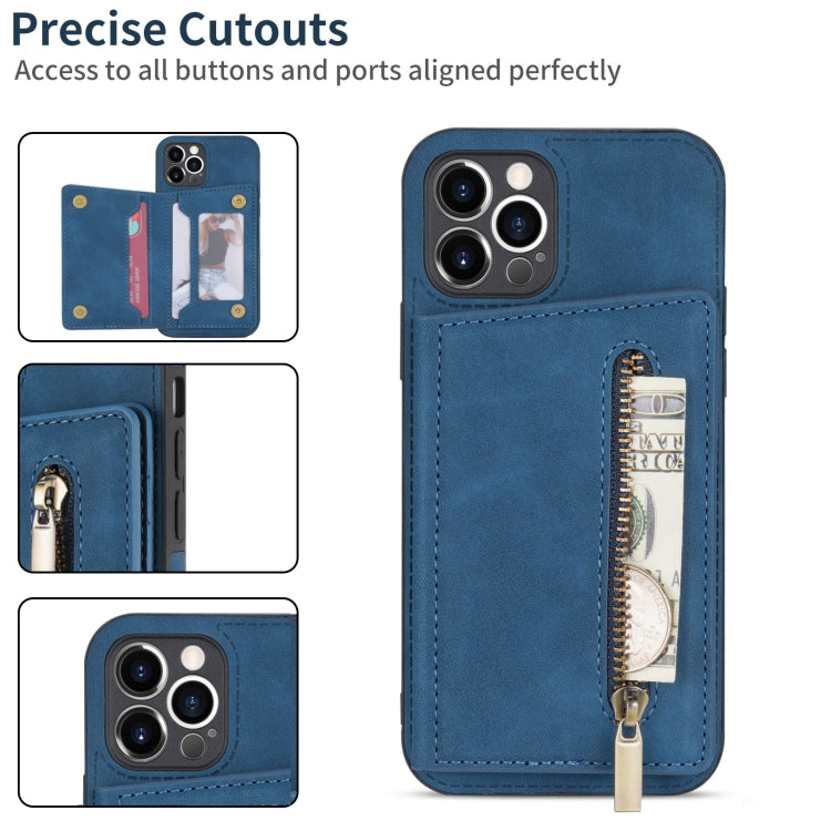 For iPhone 12 Pro Zipper Card Holder Phone Case