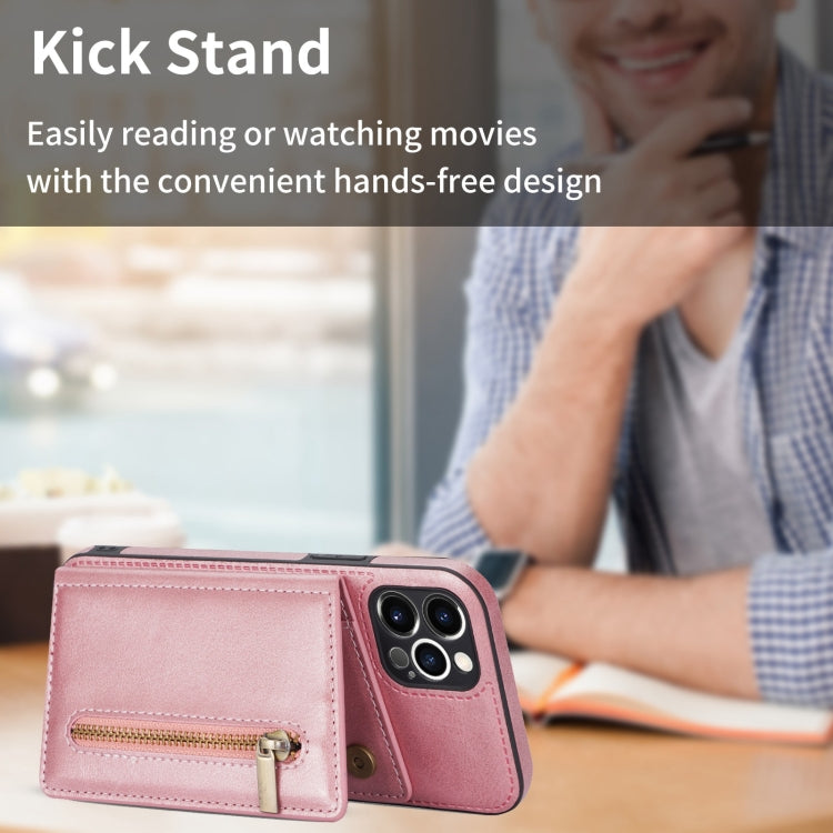 For iPhone 12 Pro Zipper Card Holder Phone Case