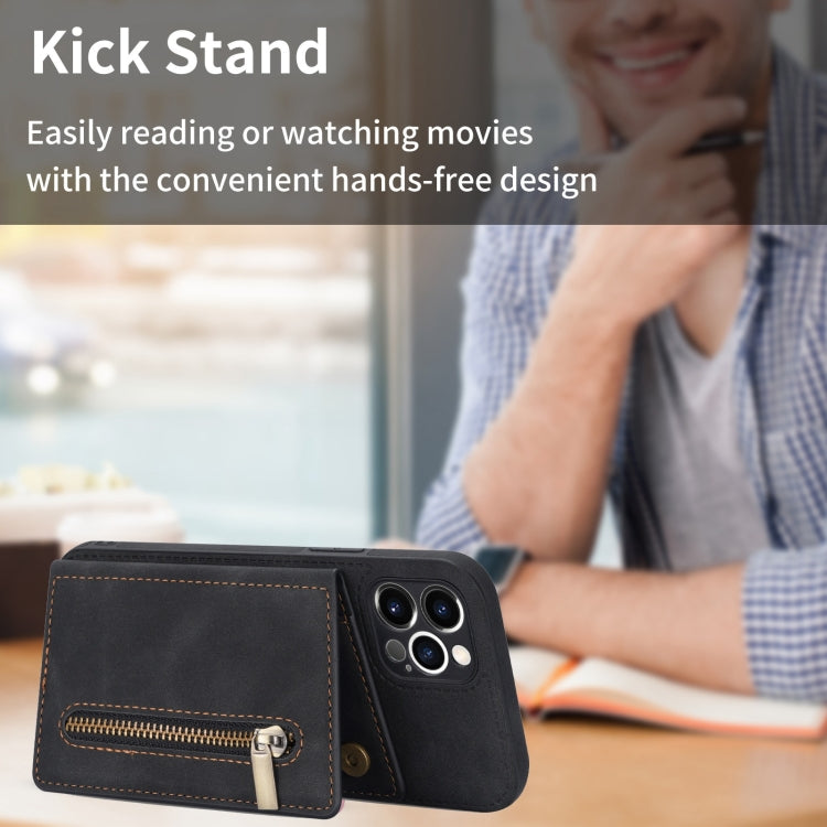 For iPhone 12 Pro Max Zipper Card Holder Phone Case