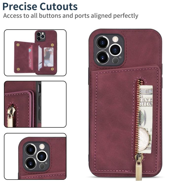 For iPhone 12 Pro Max Zipper Card Holder Phone Case