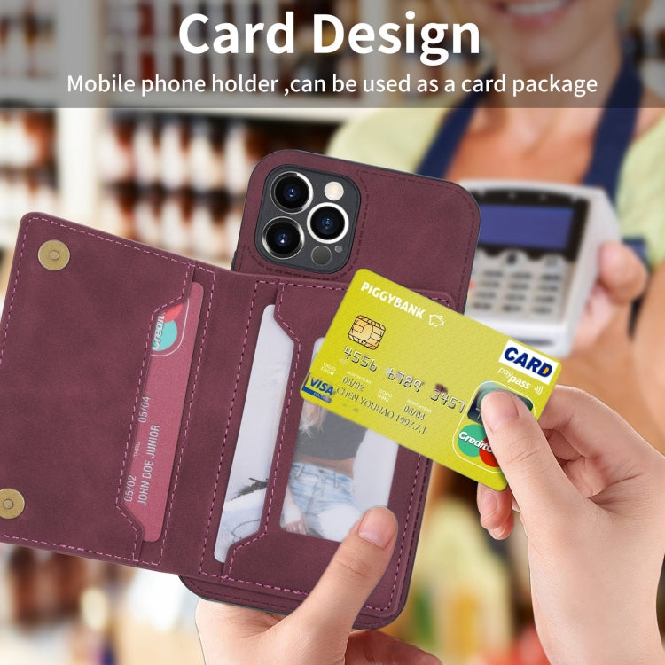 For iPhone 12 Pro Max Zipper Card Holder Phone Case