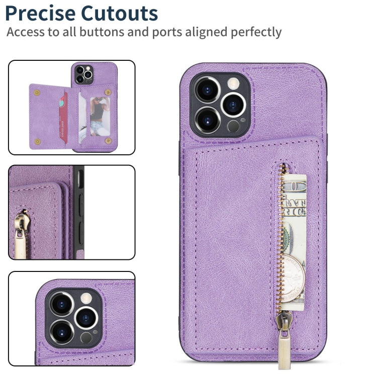 For iPhone 12 Pro Max Zipper Card Holder Phone Case