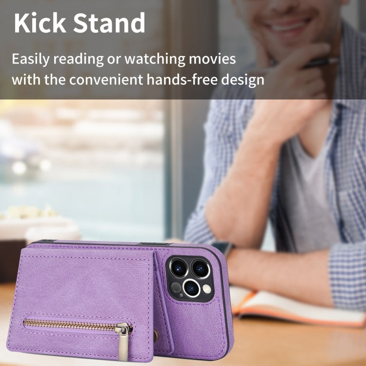 For iPhone 12 Pro Max Zipper Card Holder Phone Case