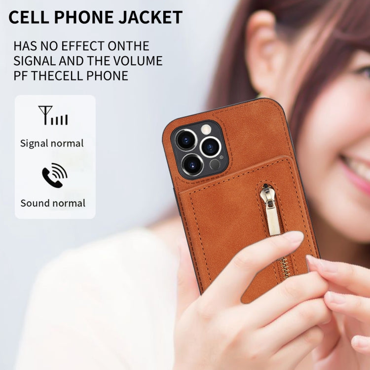 For iPhone 12 Pro Max Zipper Card Holder Phone Case