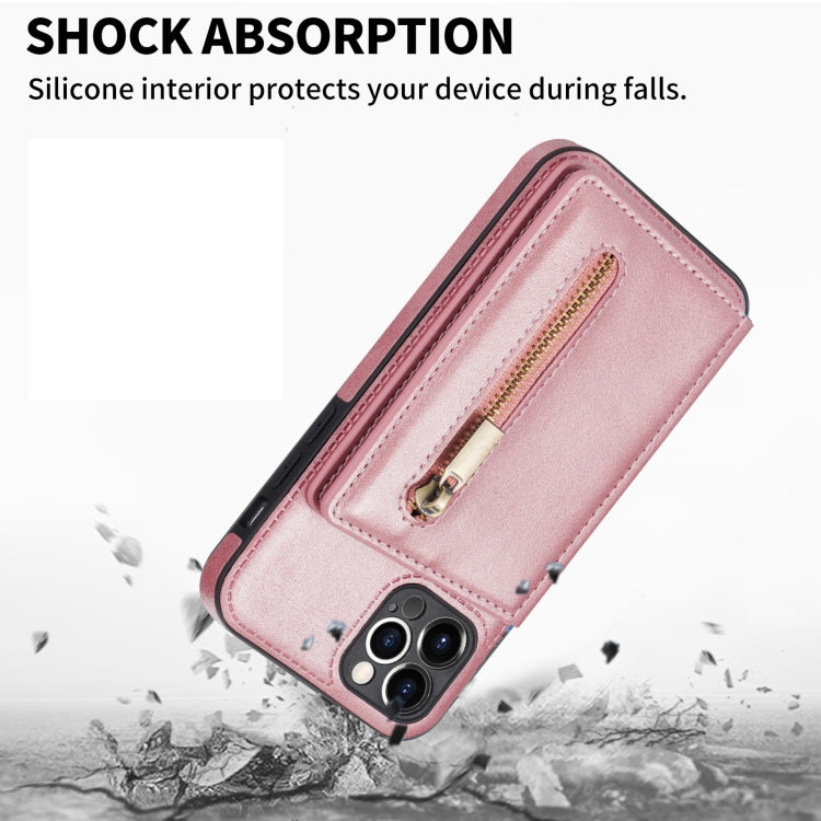 For iPhone 12 Pro Max Zipper Card Holder Phone Case