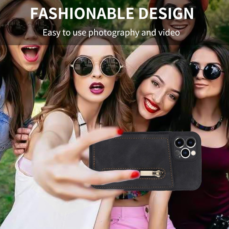 For iPhone 11 Pro Zipper Card Holder Phone Case