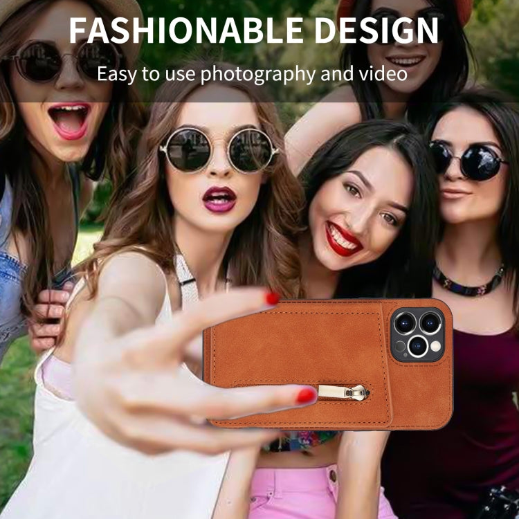 For iPhone 11 Pro Zipper Card Holder Phone Case