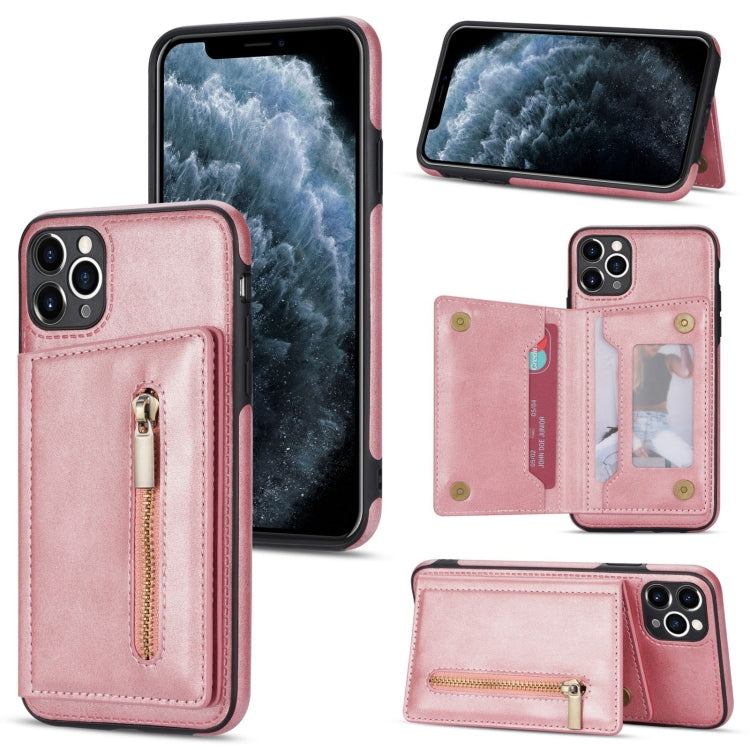 For iPhone 11 Pro Zipper Card Holder Phone Case