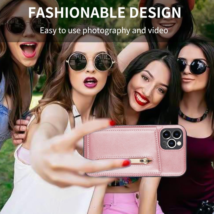 For iPhone 11 Pro Zipper Card Holder Phone Case