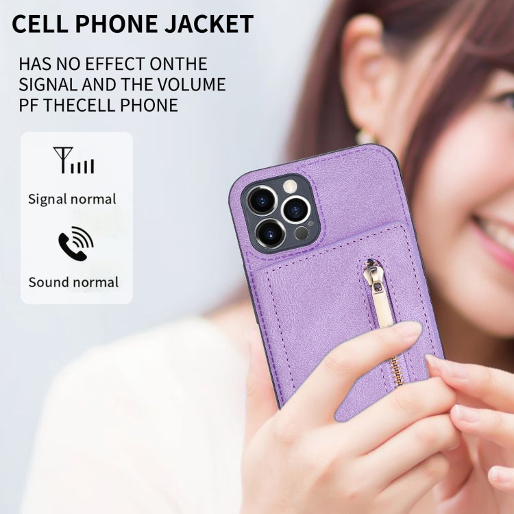 For iPhone 11 Pro Max Zipper Card Holder Phone Case