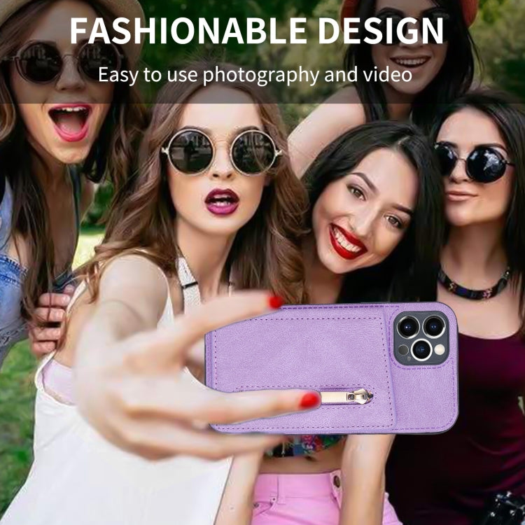 For iPhone 11 Pro Max Zipper Card Holder Phone Case