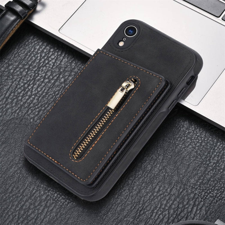 For iPhone XR Zipper Card Holder Phone Case