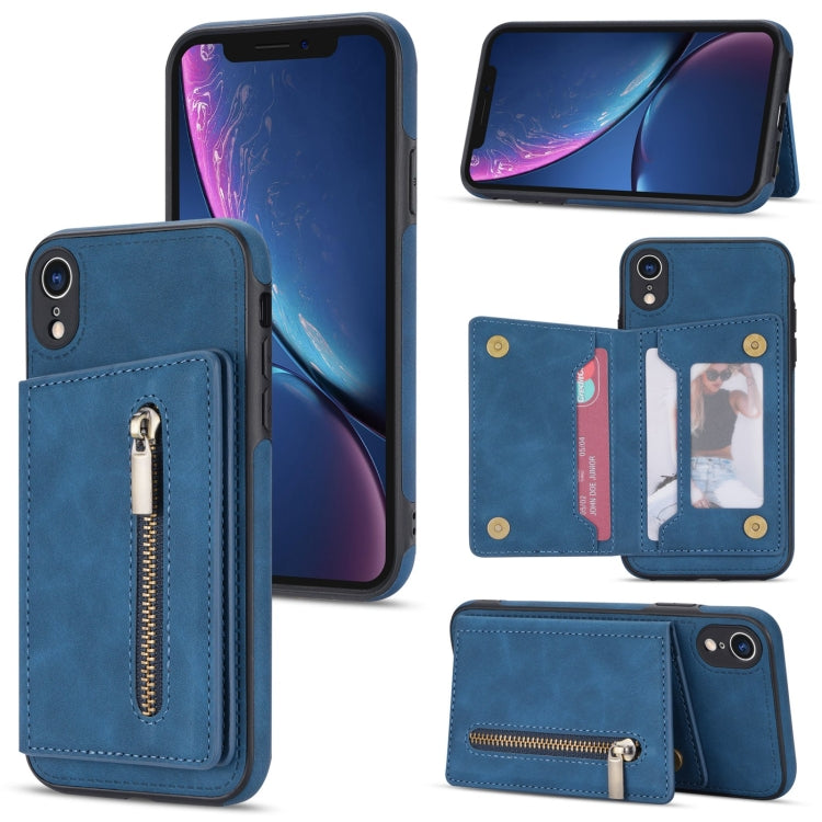For iPhone XR Zipper Card Holder Phone Case