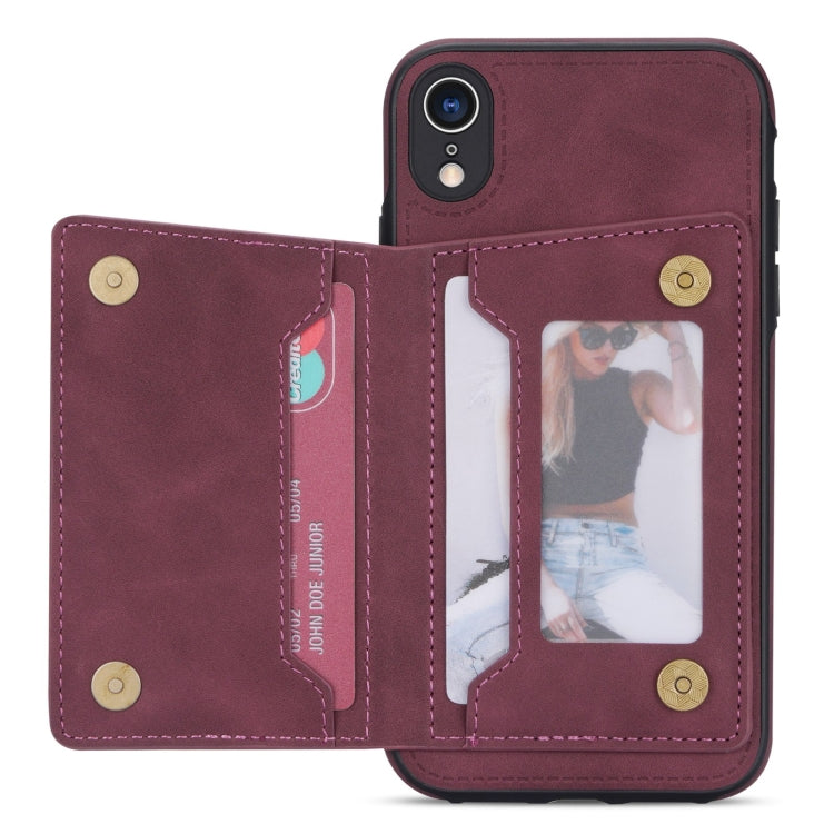 For iPhone XR Zipper Card Holder Phone Case