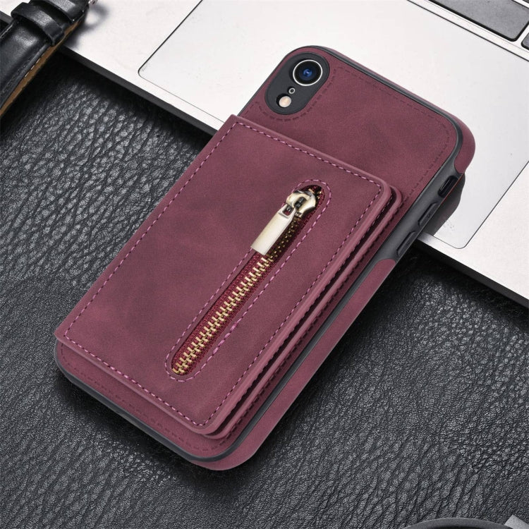 For iPhone XR Zipper Card Holder Phone Case