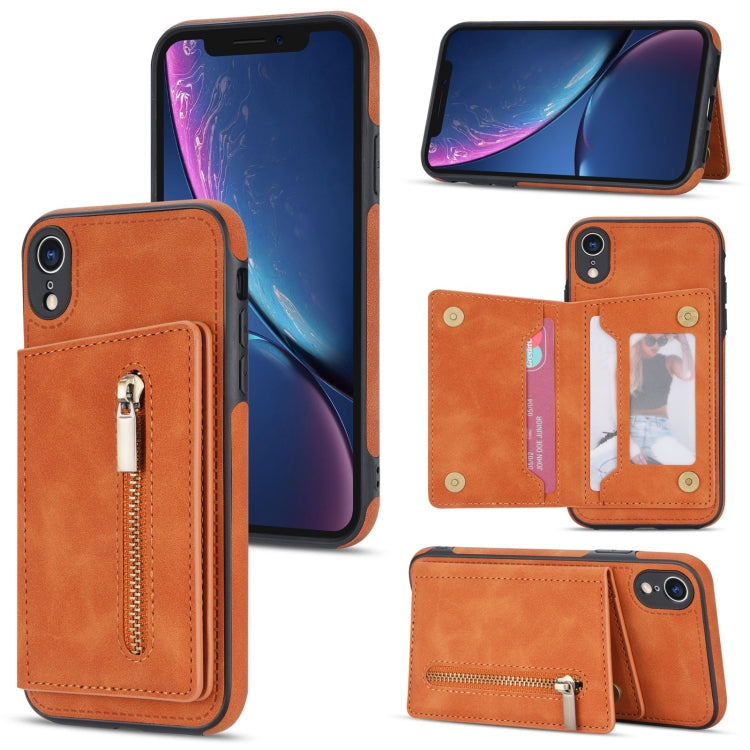 For iPhone XR Zipper Card Holder Phone Case