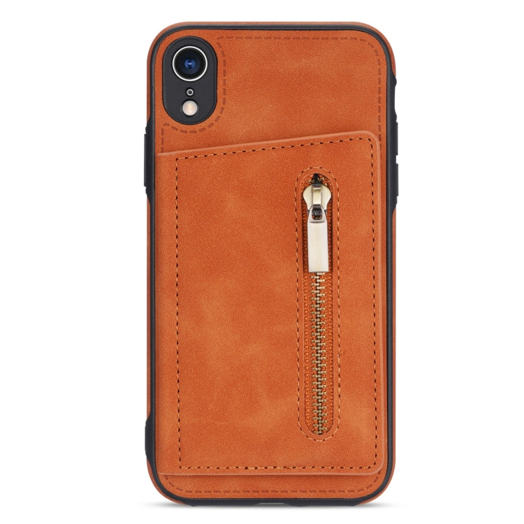 For iPhone XR Zipper Card Holder Phone Case