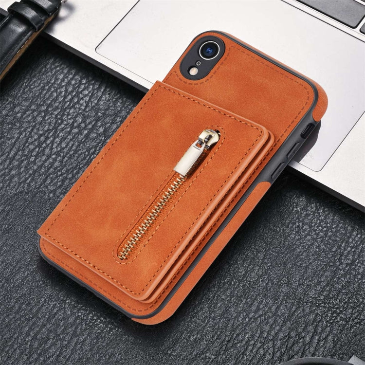 For iPhone XR Zipper Card Holder Phone Case