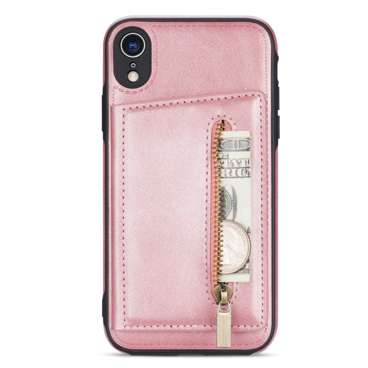 For iPhone XR Zipper Card Holder Phone Case