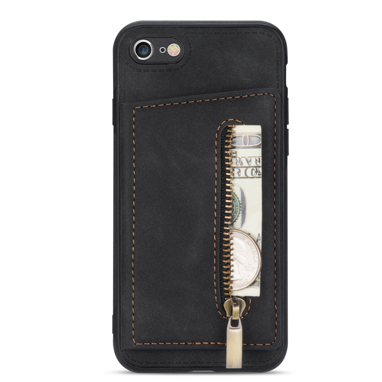 For iPhone SE 2022 / SE 2020 / 8 / 7 Zipper Card Holder Phone Case