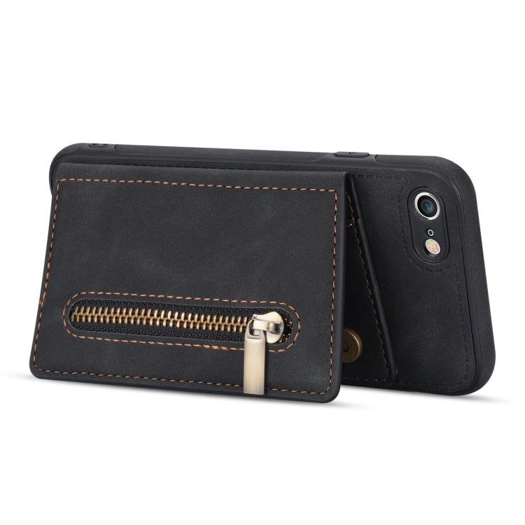 For iPhone SE 2022 / SE 2020 / 8 / 7 Zipper Card Holder Phone Case