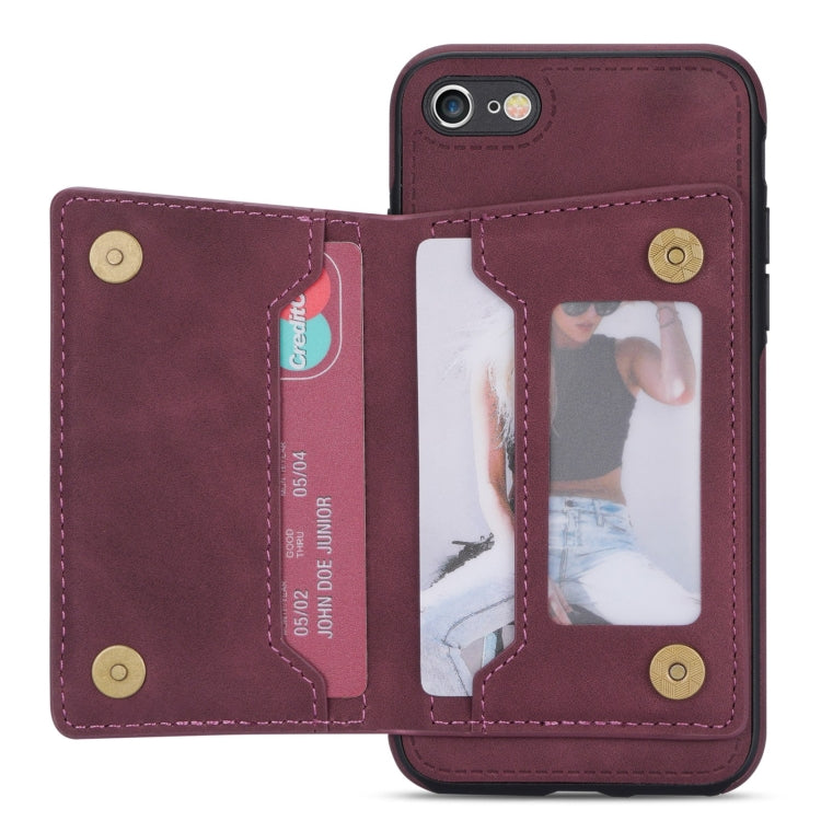 For iPhone SE 2022 / SE 2020 / 8 / 7 Zipper Card Holder Phone Case