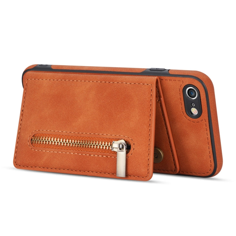 For iPhone SE 2022 / SE 2020 / 8 / 7 Zipper Card Holder Phone Case