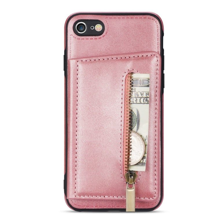 For iPhone SE 2022 / SE 2020 / 8 / 7 Zipper Card Holder Phone Case