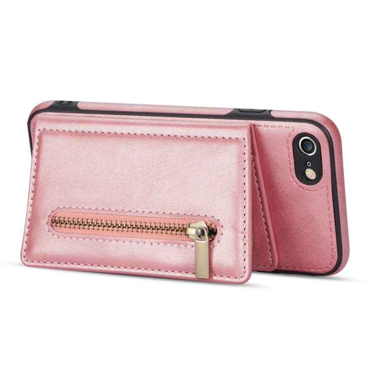 For iPhone SE 2022 / SE 2020 / 8 / 7 Zipper Card Holder Phone Case