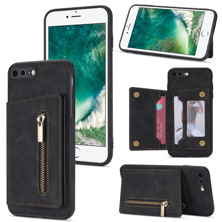 Zipper Card Holder Phone Case For iPhone 8 Plus / 7 Plus