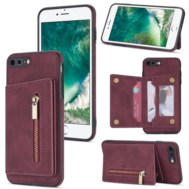 Zipper Card Holder Phone Case For iPhone 8 Plus / 7 Plus