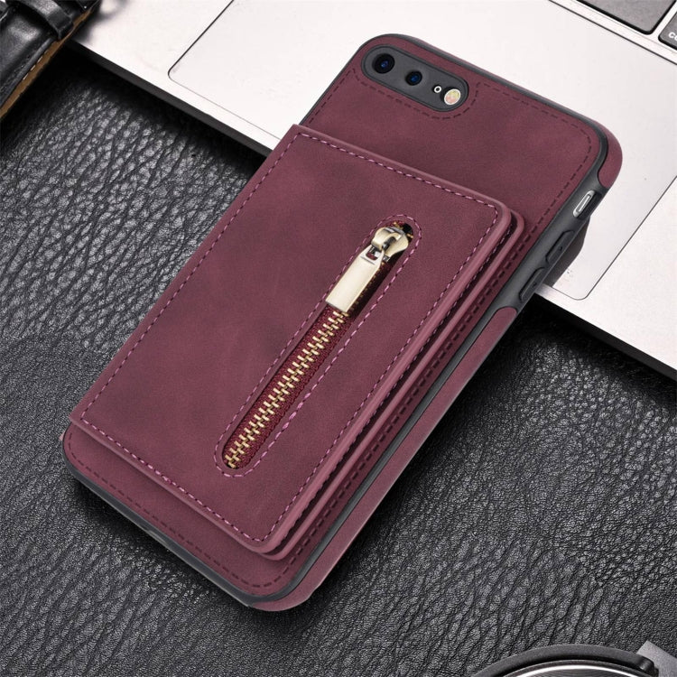 Zipper Card Holder Phone Case For iPhone 8 Plus / 7 Plus