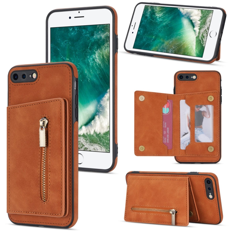 Zipper Card Holder Phone Case For iPhone 8 Plus / 7 Plus
