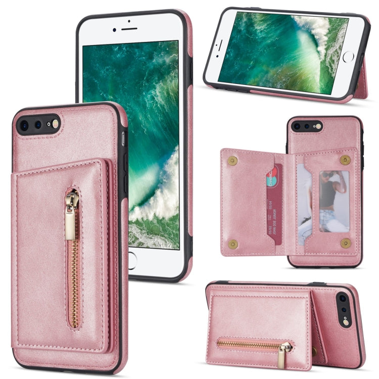 Zipper Card Holder Phone Case For iPhone 8 Plus / 7 Plus