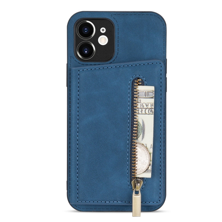 For iPhone 12 mini Zipper Card Holder Phone Case