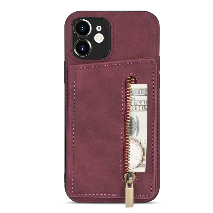 For iPhone 12 mini Zipper Card Holder Phone Case