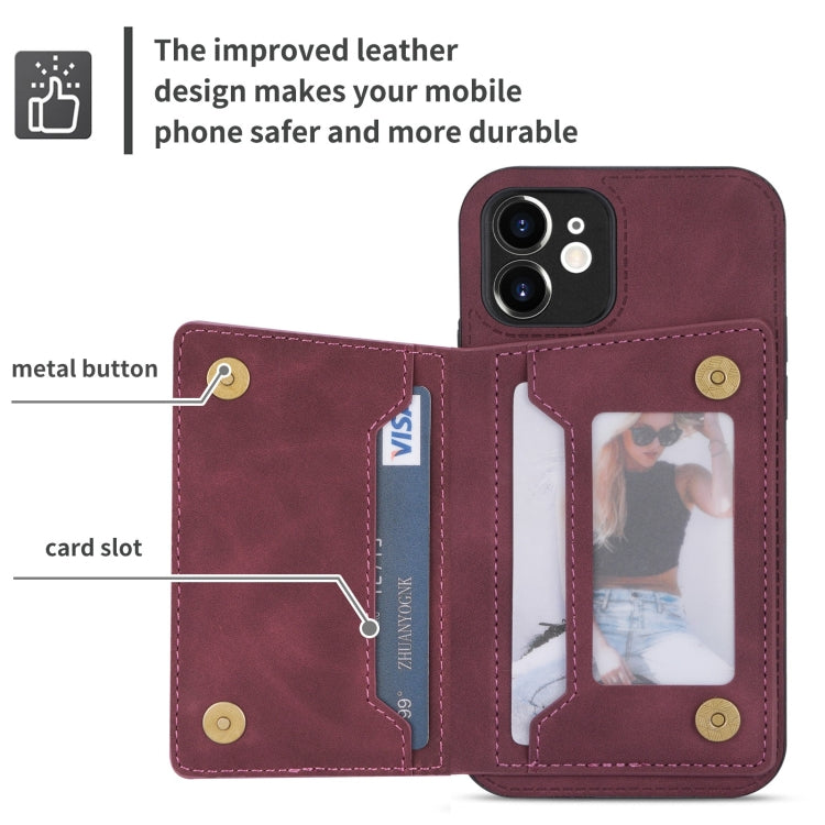 For iPhone 12 mini Zipper Card Holder Phone Case