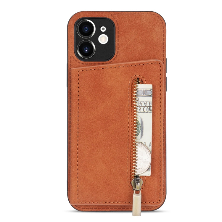 For iPhone 12 mini Zipper Card Holder Phone Case