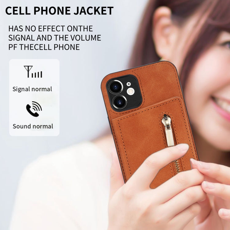 For iPhone 12 mini Zipper Card Holder Phone Case