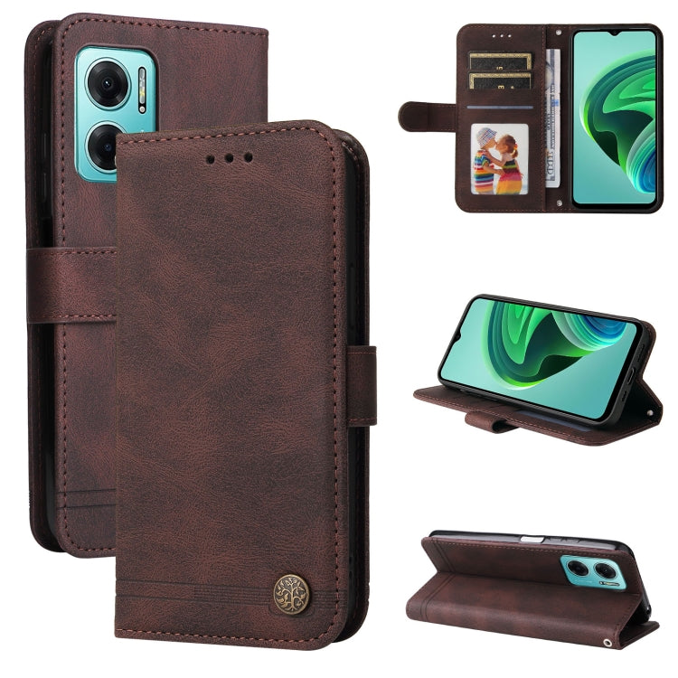 For Xiaomi Redmi Note 11E / 10 Prime+ 5G Skin Feel Life Tree Metal Button Leather Phone Case