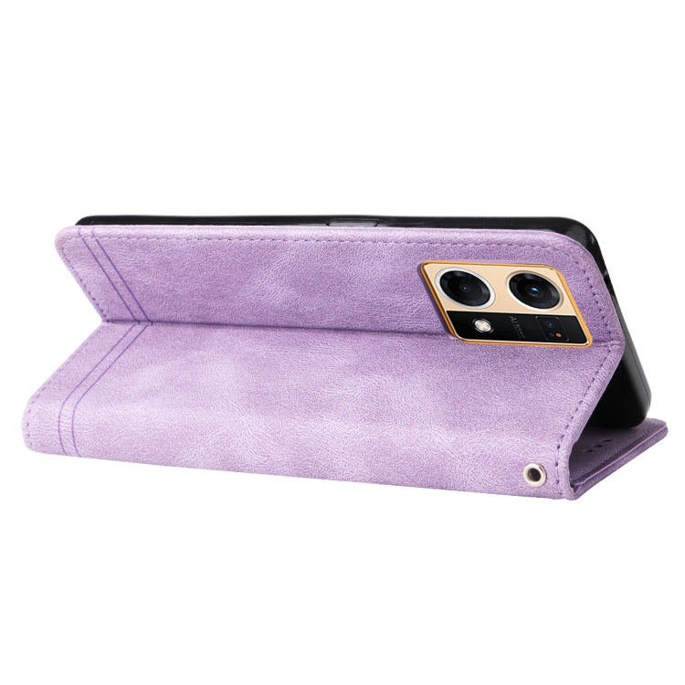 For OPPO Reno7 4G / F21 Pro 4G Skin Feel Life Tree Metal Button Leather Phone Case