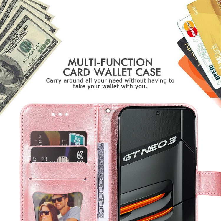 For OPPO Realme GT Neo3 7-petal Flowers Embossing Pattern Leather Phone Case