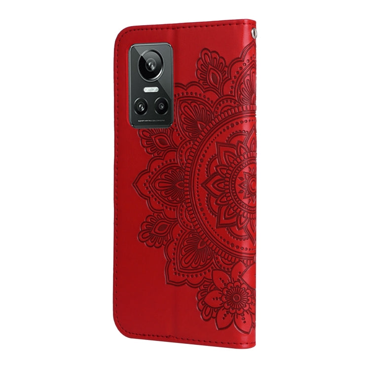 For OPPO Realme GT Neo3 7-petal Flowers Embossing Pattern Leather Phone Case