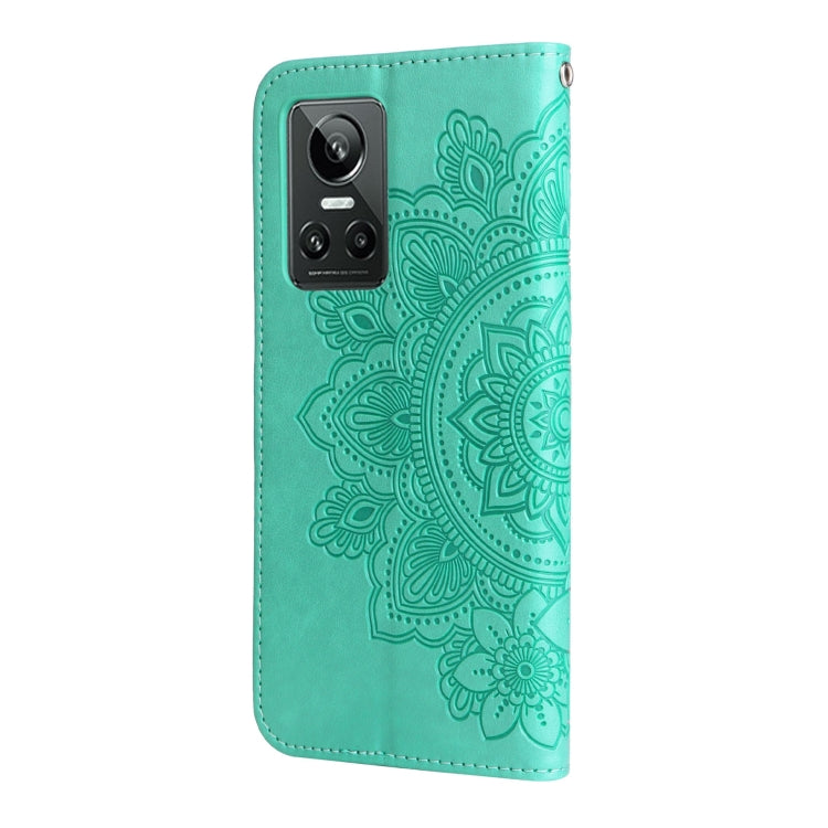 For OPPO Realme GT Neo3 7-petal Flowers Embossing Pattern Leather Phone Case
