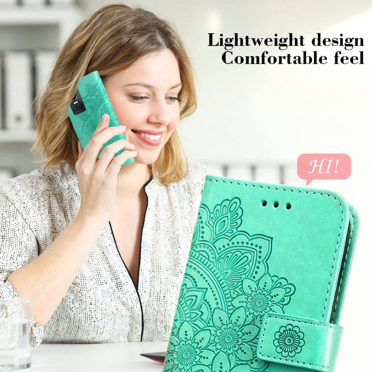 For OPPO Realme GT Neo3 7-petal Flowers Embossing Pattern Leather Phone Case
