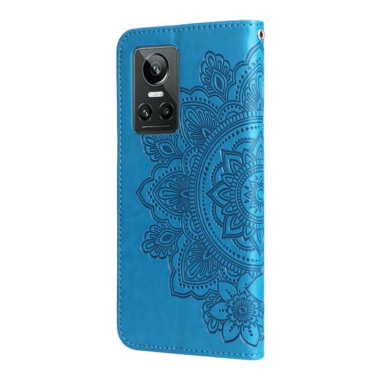 For OPPO Realme GT Neo3 7-petal Flowers Embossing Pattern Leather Phone Case