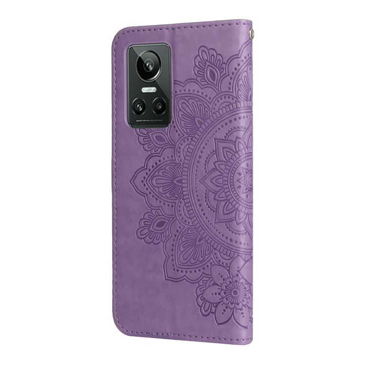 For OPPO Realme GT Neo3 7-petal Flowers Embossing Pattern Leather Phone Case