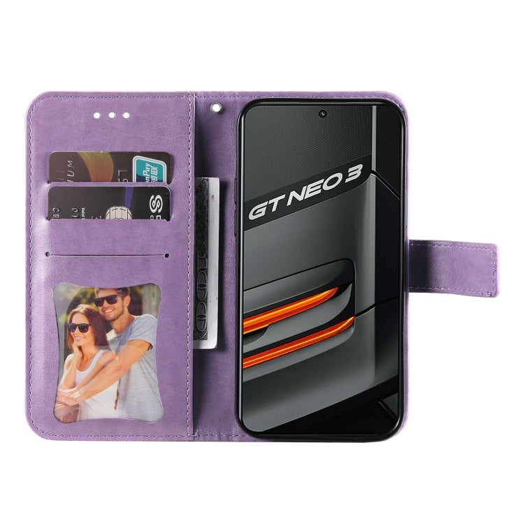 For OPPO Realme GT Neo3 7-petal Flowers Embossing Pattern Leather Phone Case